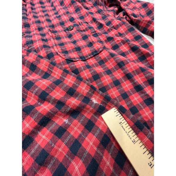Aeropostale Mens Large Red & Black Plaid Button-Up Shirt Lumberjack Thrashed - Picture 8 of 12